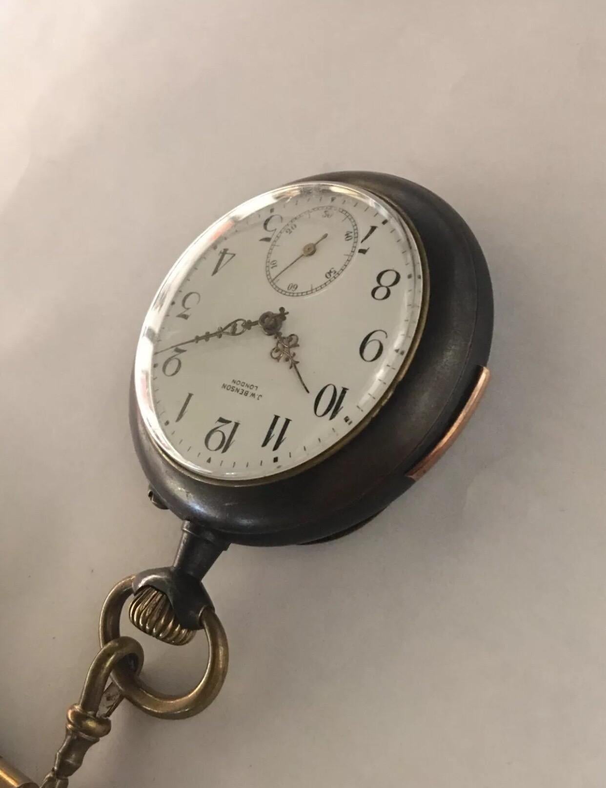 JW Benson London Antique Gunmetal Quarter Repeater Pocket Watch Signed Invicta For Sale 1