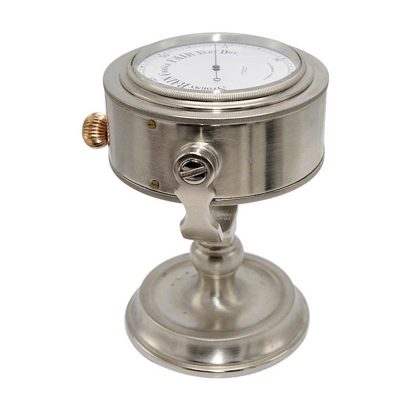 J.W. Benson Nickel Finished Nautical Desk Clock with 2 Enamel Dials from 1930s im Angebot 2
