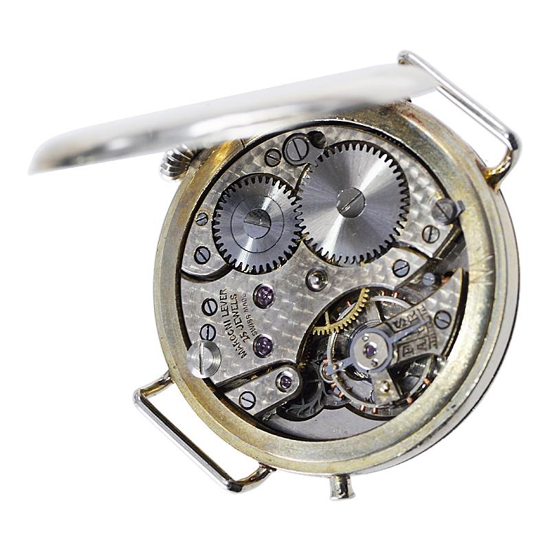 JW Benson Nickel Silver WW I Trench Watch with Original Enamel Dial, Circa 1915 For Sale 2