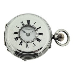J.W. Benson Sterling Silver Half Hunters Case Pocket Watch, circa 1890s