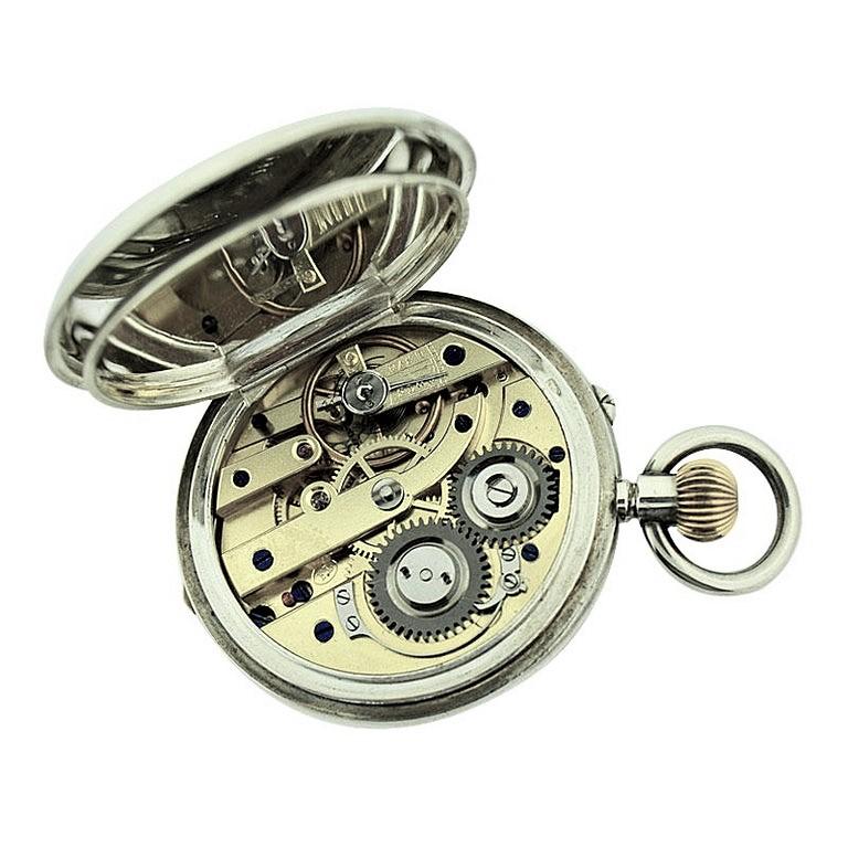 J.W. Benson Sterling Silver Half Hunters Case Pocket Watch, circa 1890s In Excellent Condition For Sale In Long Beach, CA