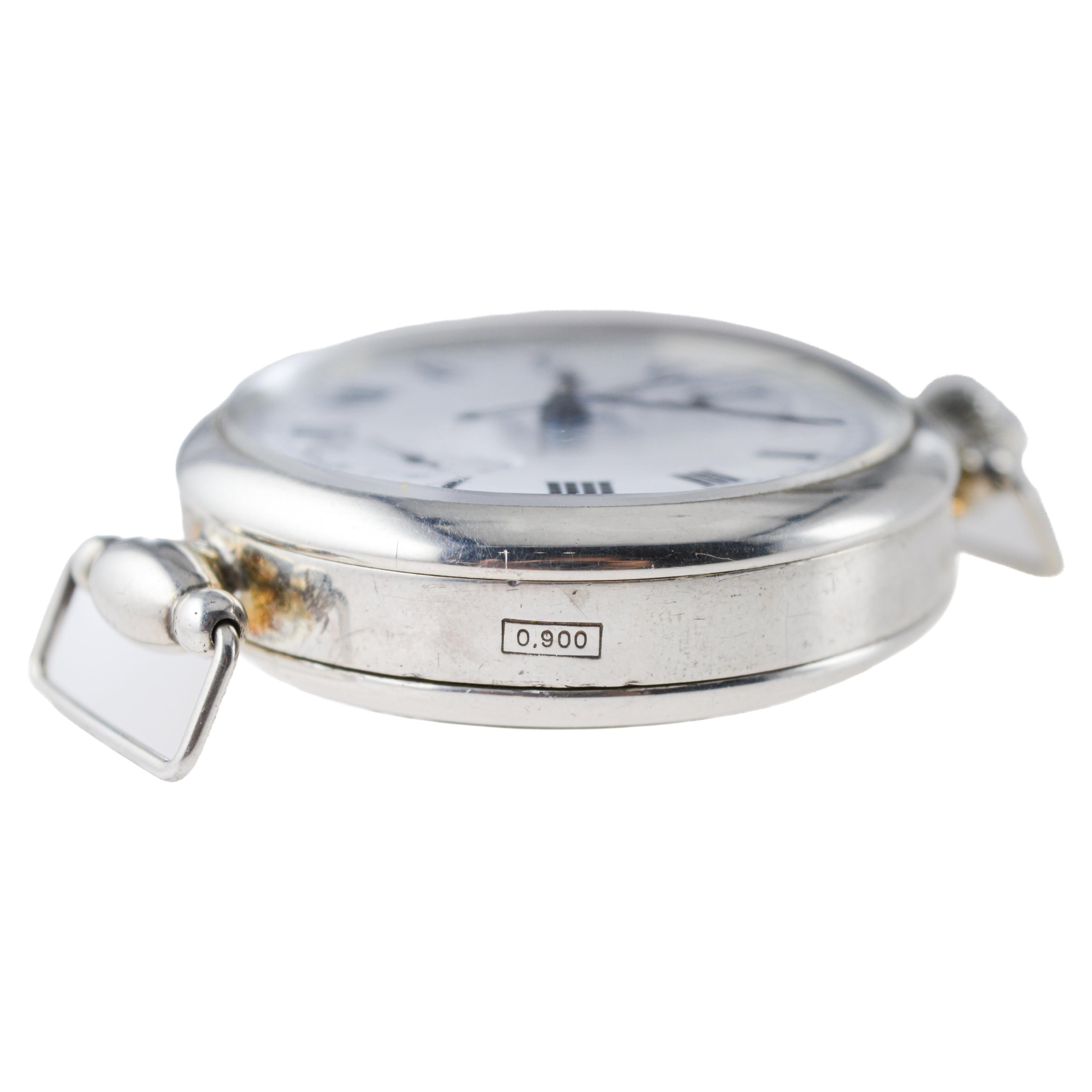 J.W Benson Sterling Silver Oversized Chronograph with Kiln Fired Enamel Dial For Sale 7