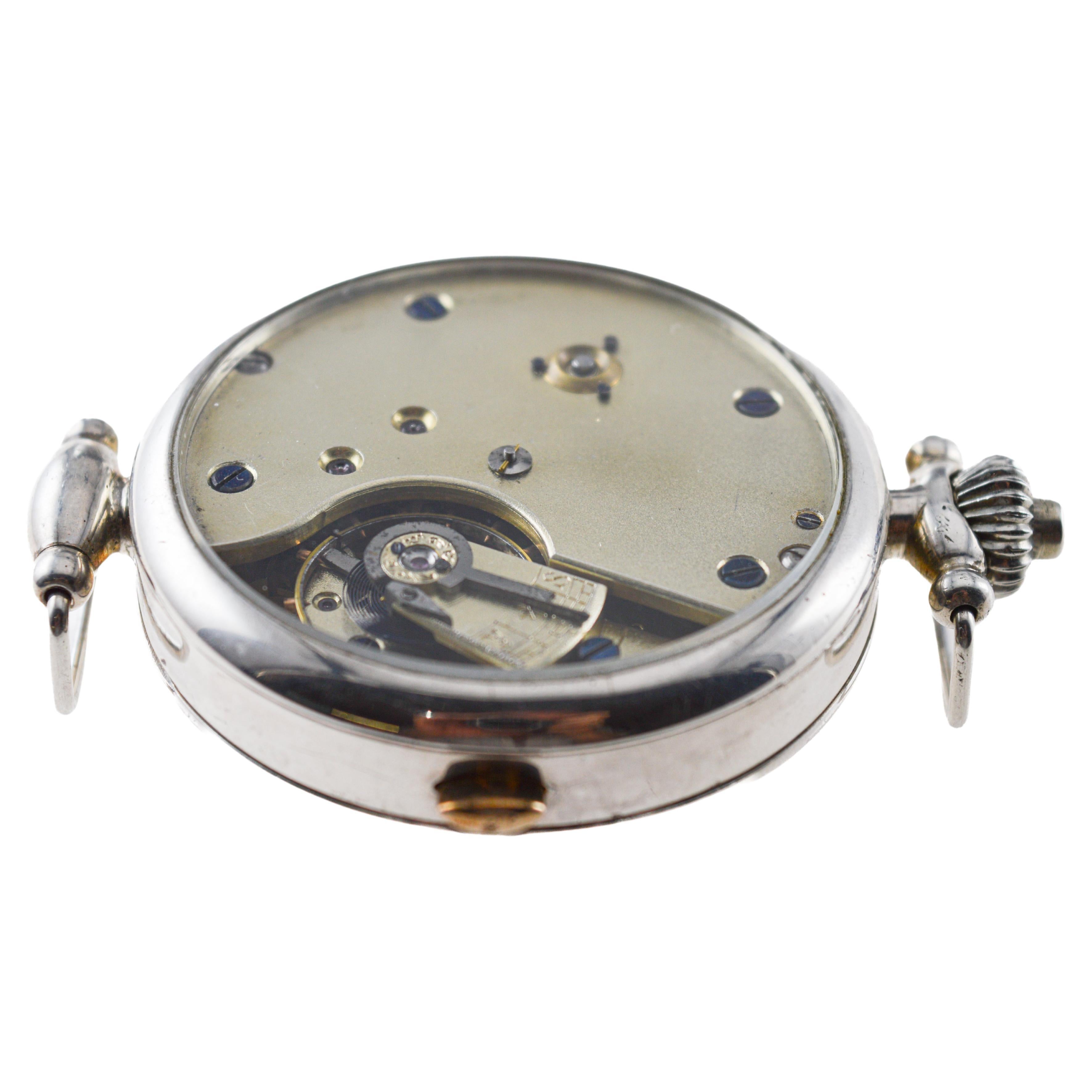 J.W Benson Sterling Silver Oversized Chronograph with Kiln Fired Enamel Dial For Sale 8