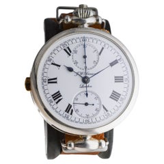 J.W Benson, übergroße Chronographin aus Sterlingsilber mit Kiln-Feuer-Emaille-Zifferblatt