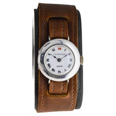 Orologio da trincea in argento sterling J.W. Benson con quadrante in smalto cotto 1915