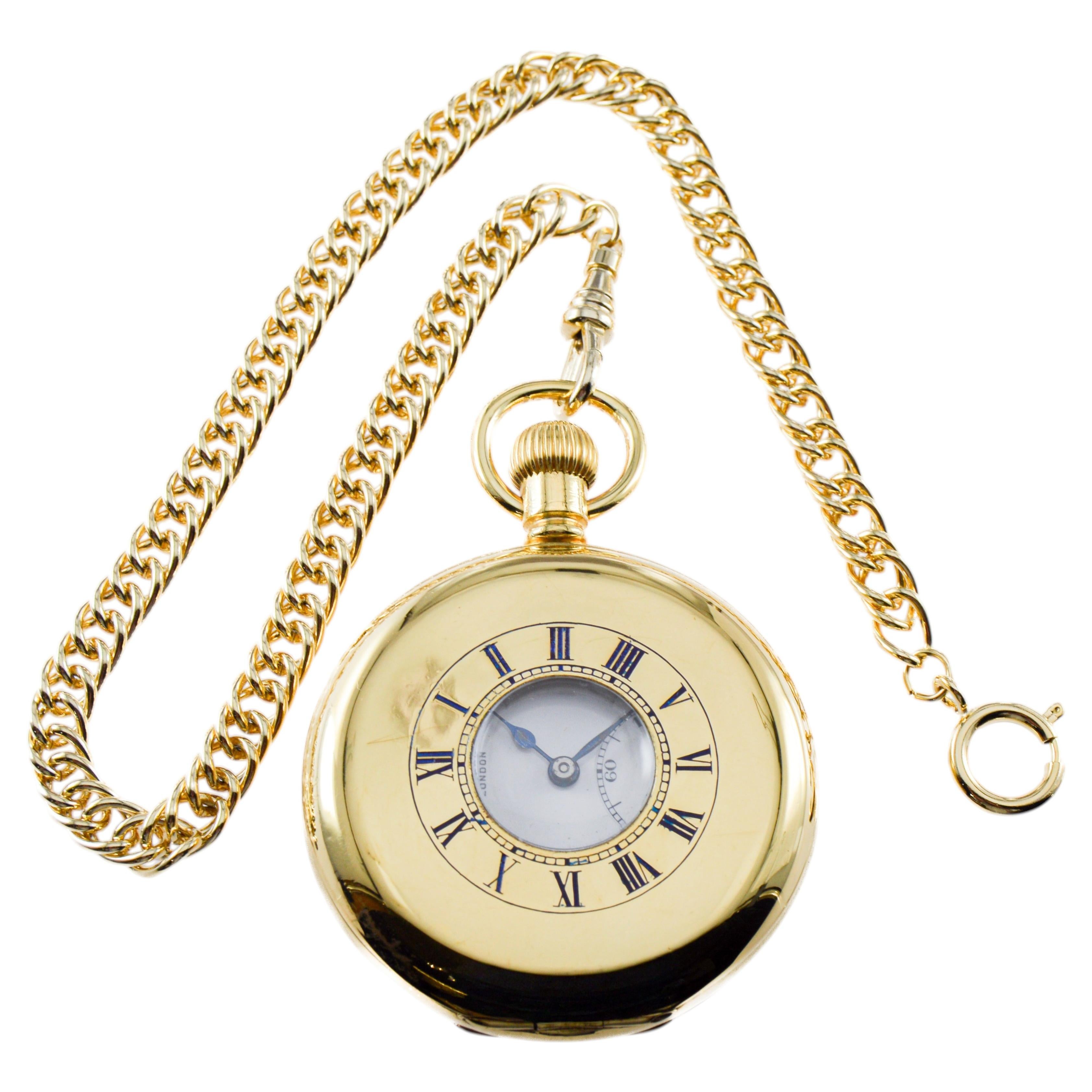J.W. Reloj de bolsillo Benson Half Hunter relleno de oro amarillo, hacia 1900 en venta