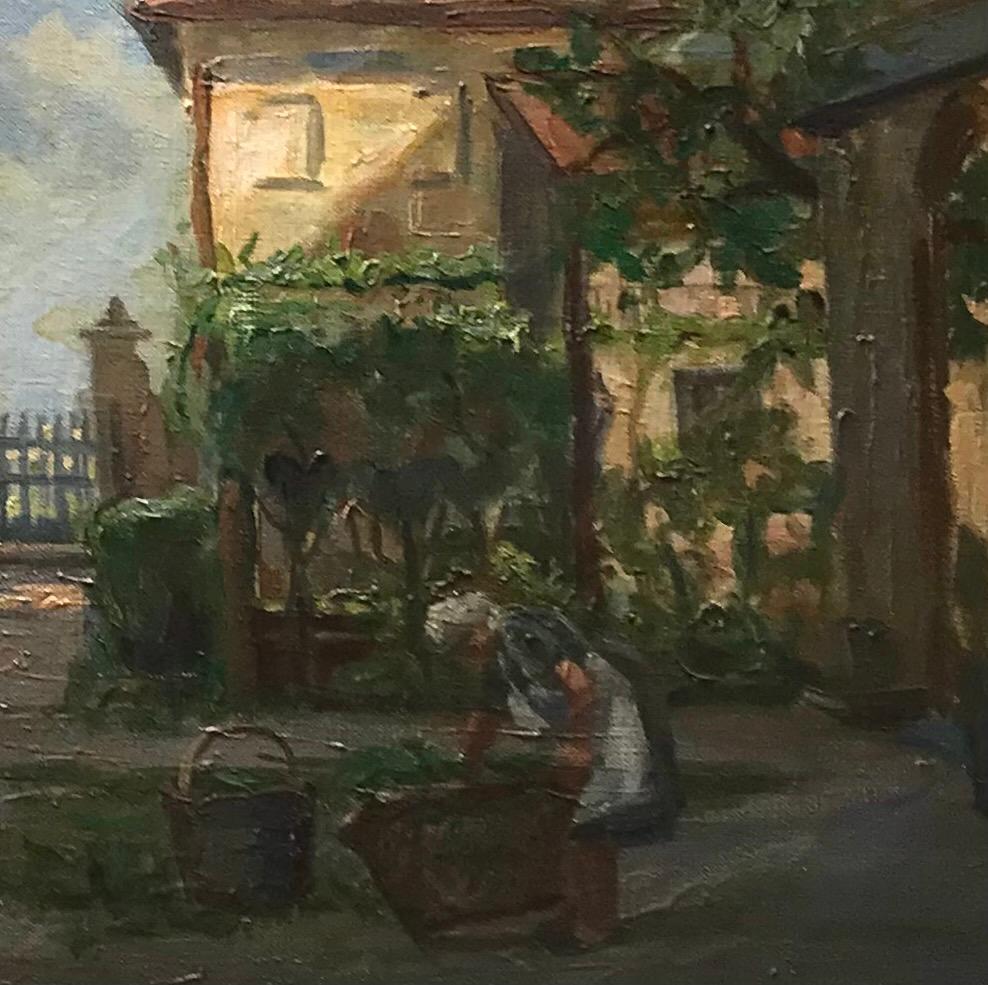 Peasant at work by J.W. Brick - Oil on canvas For Sale 1