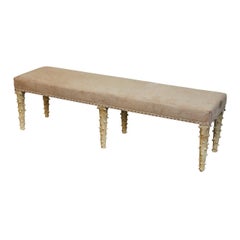 JW Custom Line Carved Leg Bench with Special Finish