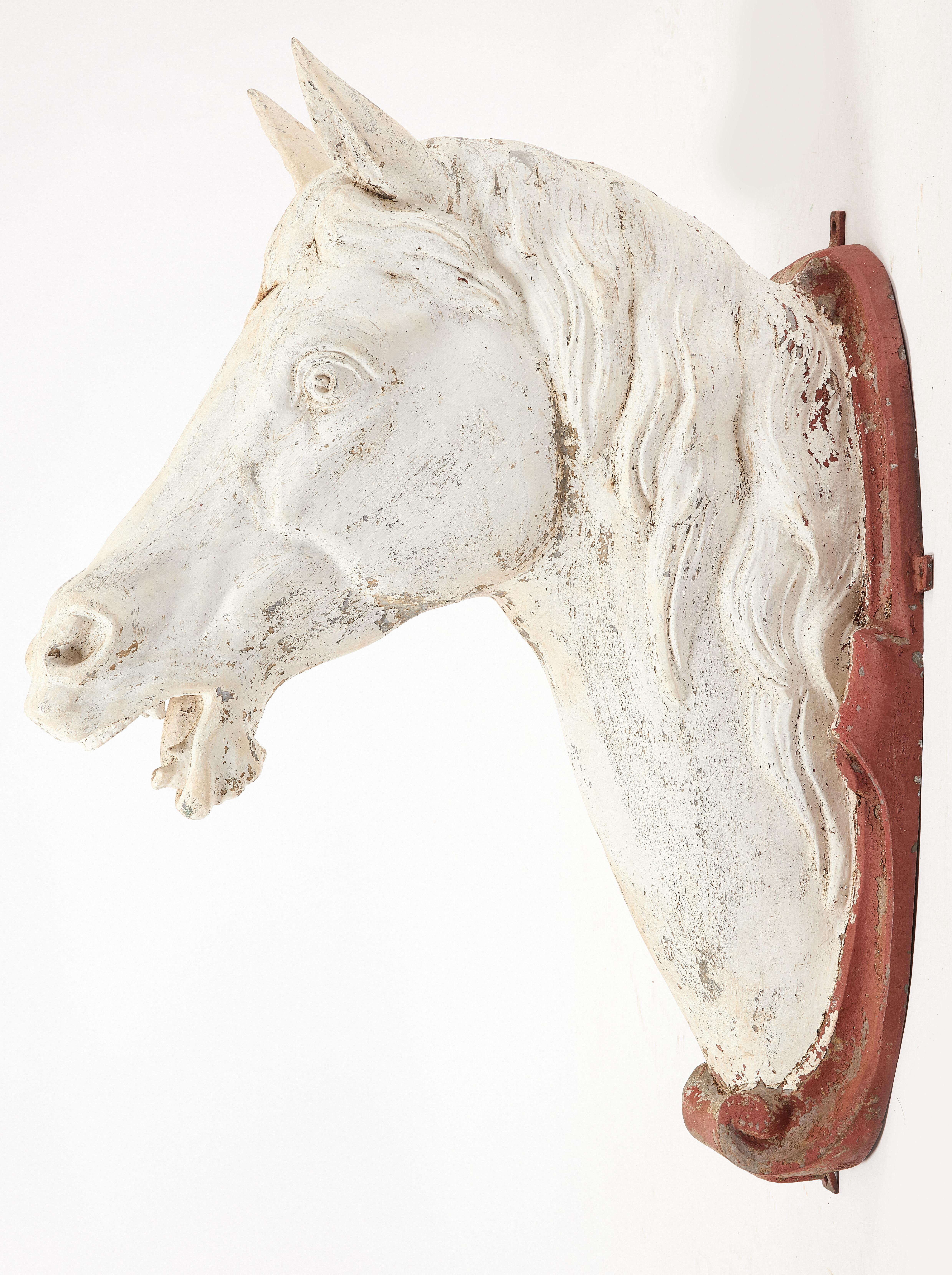 J.W. Fiske Cast ZInc Señal de comercio de caballos Arte popular