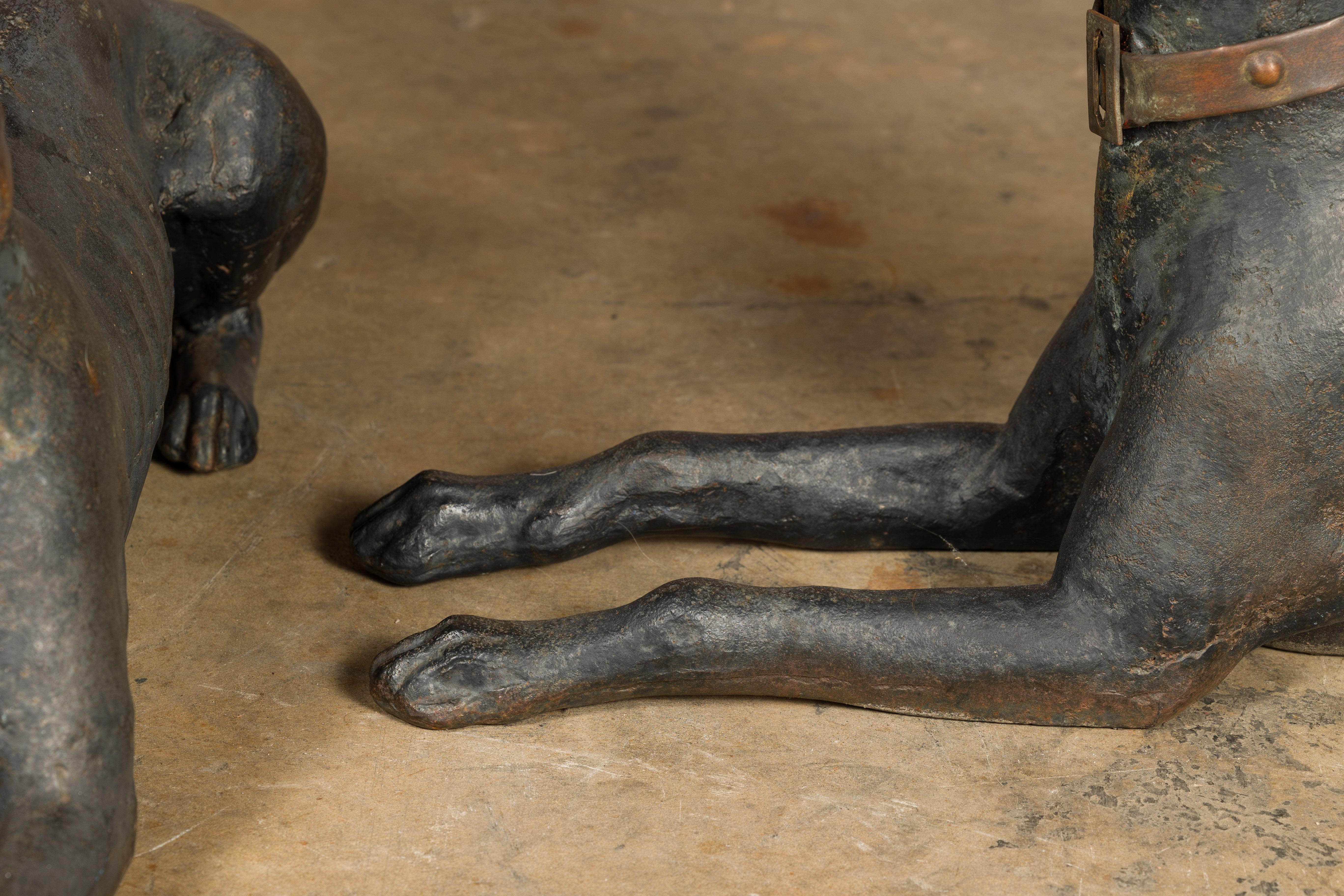 Sculture di cani levrieri in ferro di J.W FisK, fine XIX secolo, New York, una coppia in vendita 5
