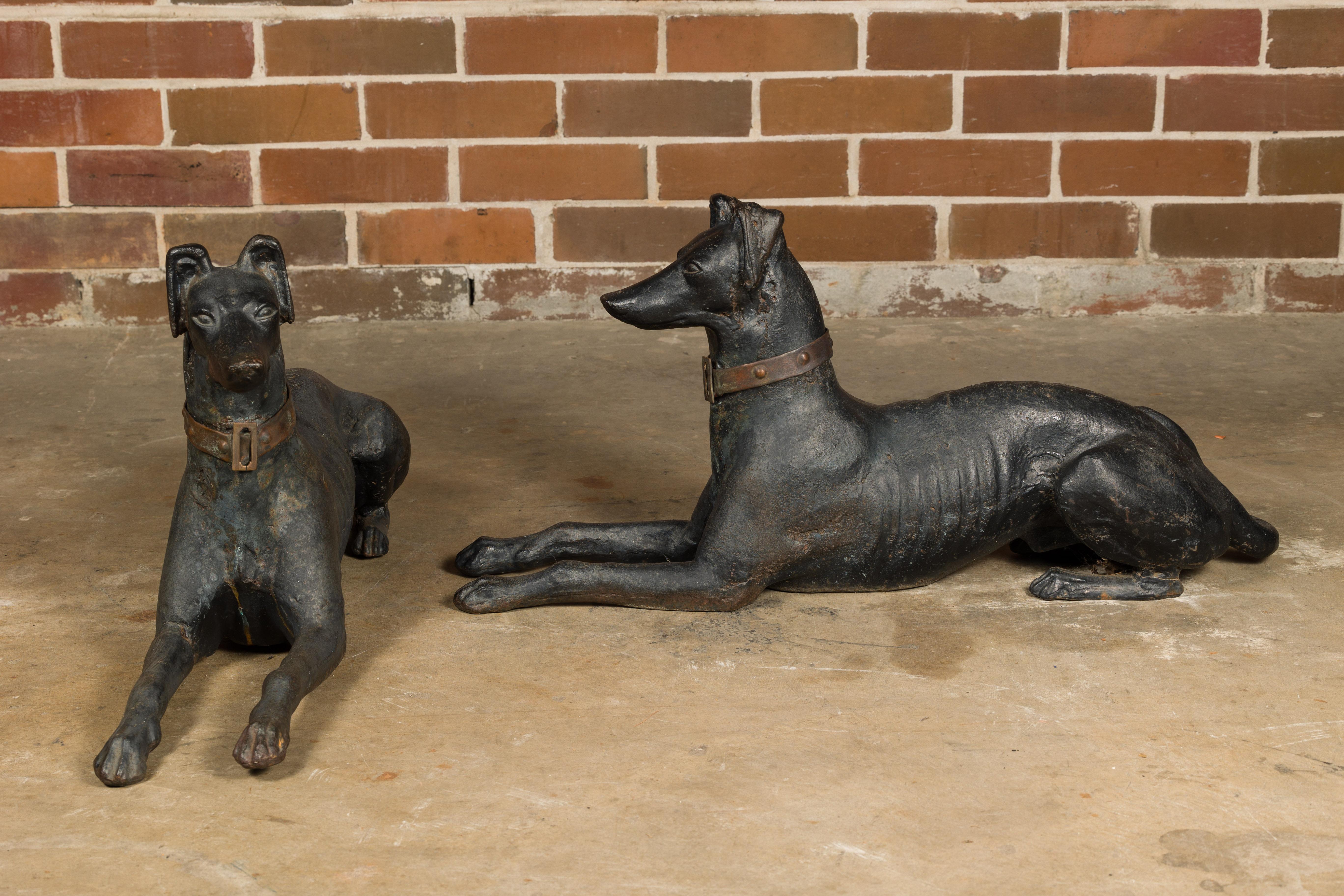 Sculture di cani levrieri in ferro di J.W FisK, fine XIX secolo, New York, una coppia in vendita 3