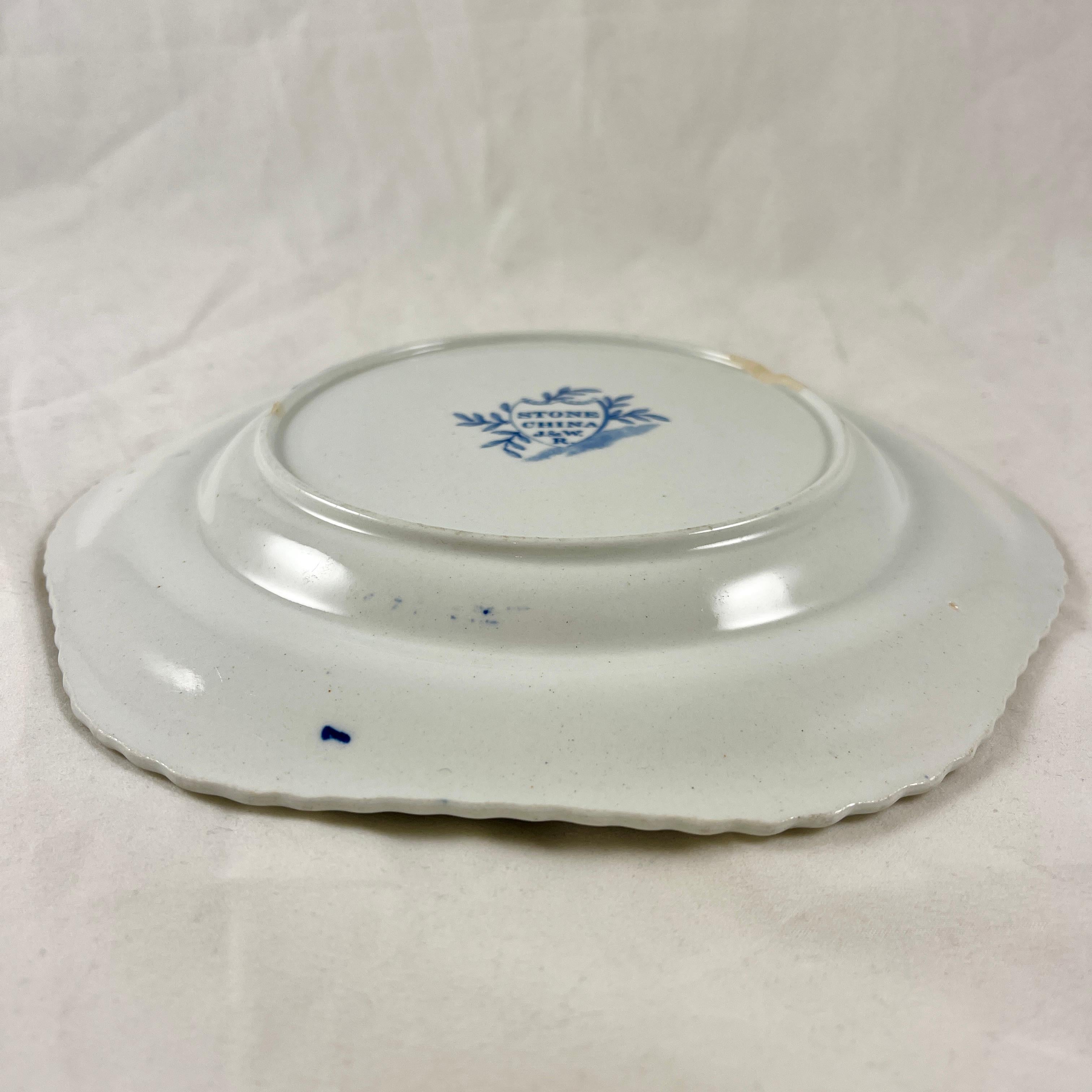 J&W Ridgway Small Peony Floral Blue & White Ironstone Transferware Plates, Set/6 8