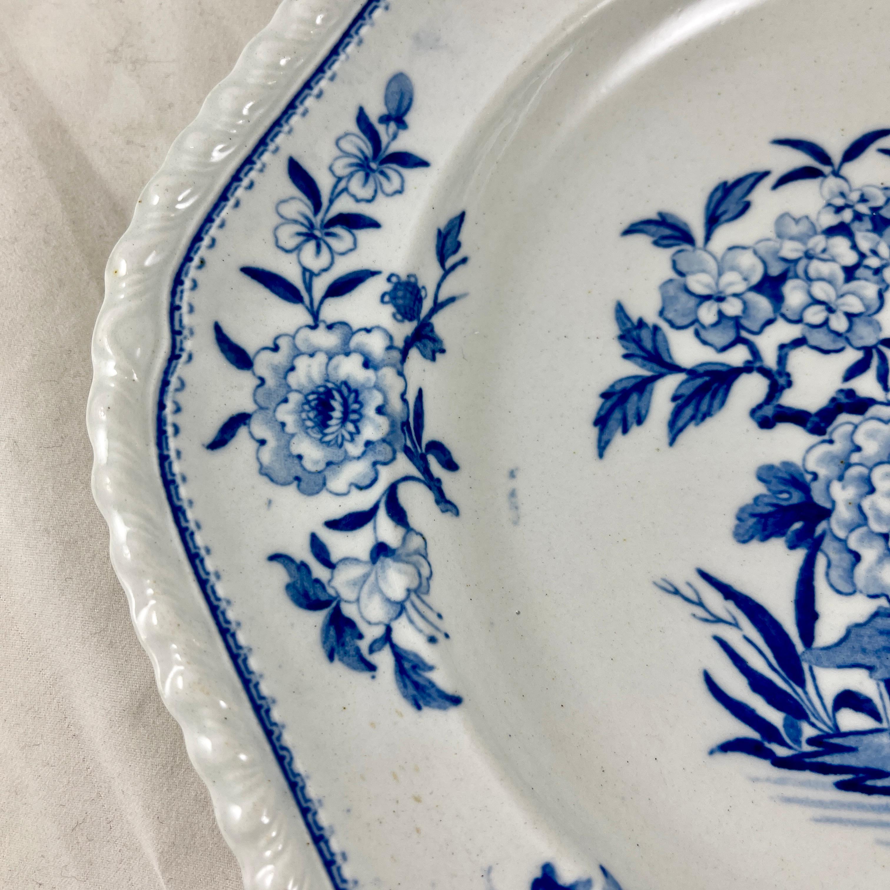 J&W Ridgway Small Peony Floral Blue & White Ironstone Transferware Plates, Set/6 1