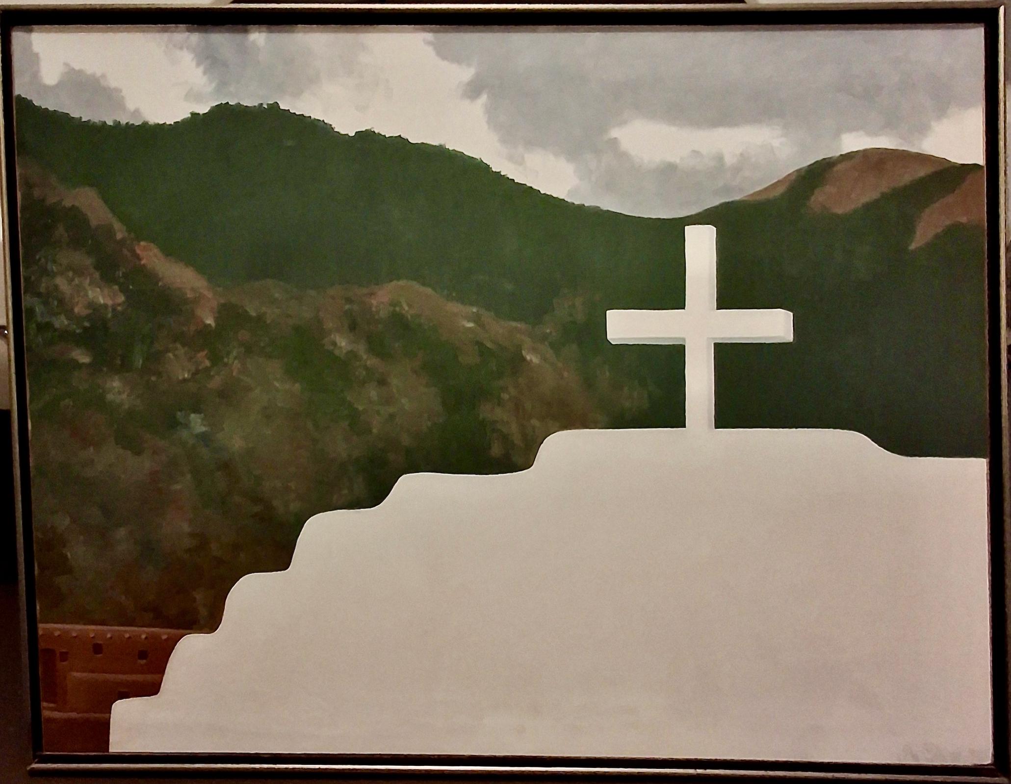 J.W. Shank Landscape Painting – Taos Adobe Wall und die Sangre de Cristo Mountains