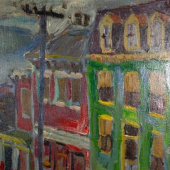JW Street Scene, Oil on Canvas/Masonite Painting, Signed, 1940