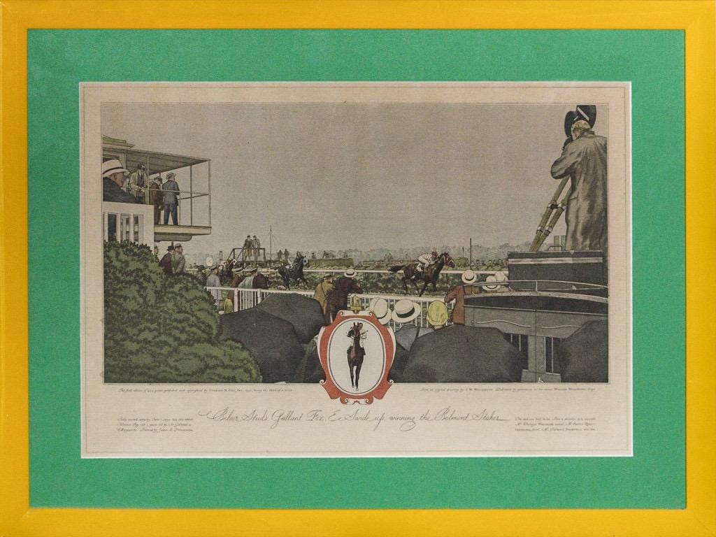 J.W. Williamson Landscape Print – Belair-Ohrstecker Gallant Fox Winning The 1930 Belmont-Stakes