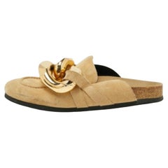 J.W.Anderson Beige in pelle scamosciata con accenti A Link, sandali piatti a scorrimento taglia 39