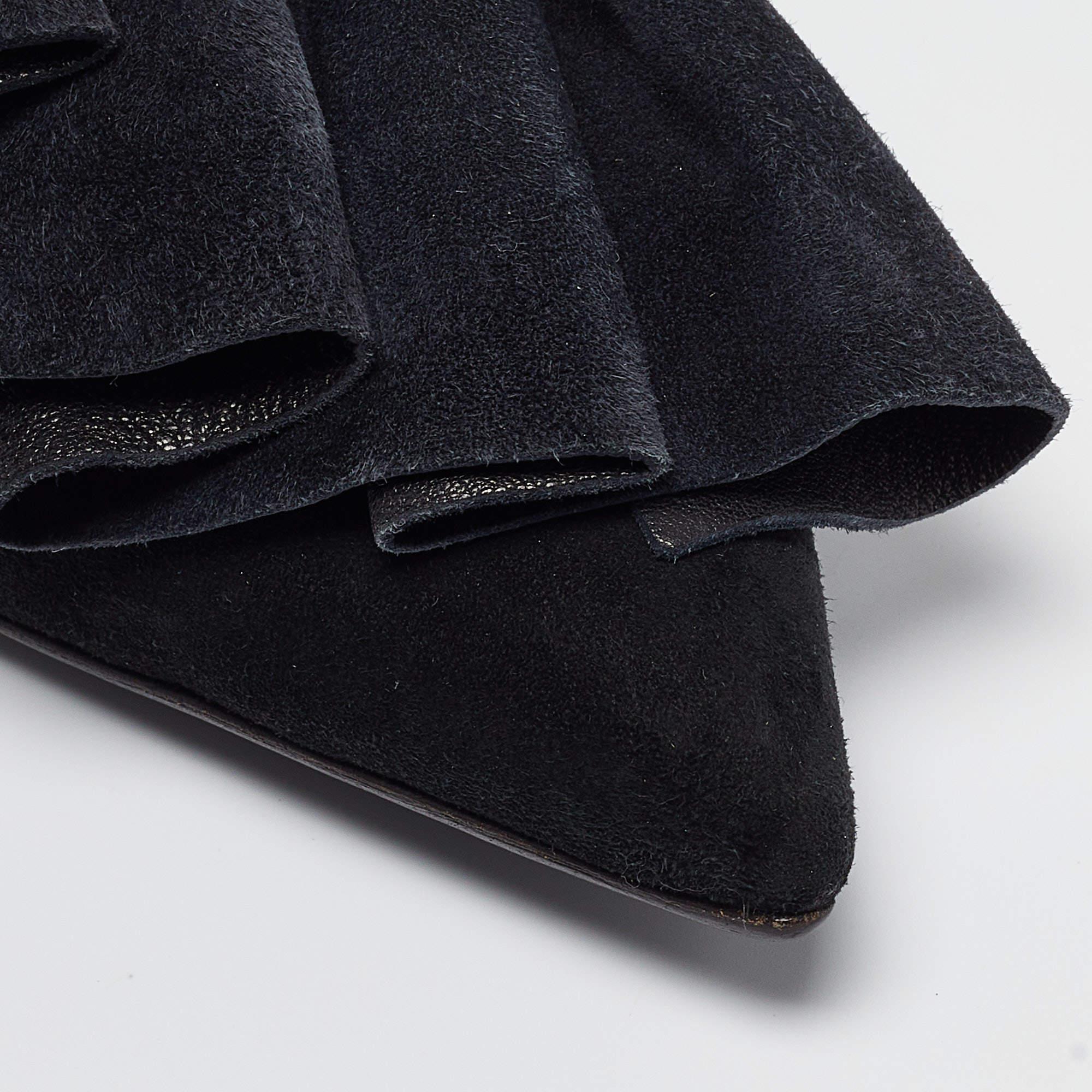 J.W.Anderson, stivali in pelle scamosciata con dettaglio di fronzoli, nero/marino, taglia 41 in vendita 2