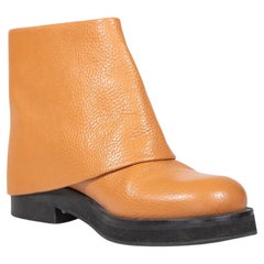 J.W.Anderson Brown Leather Fold Over Ankle Boots Size IT 38