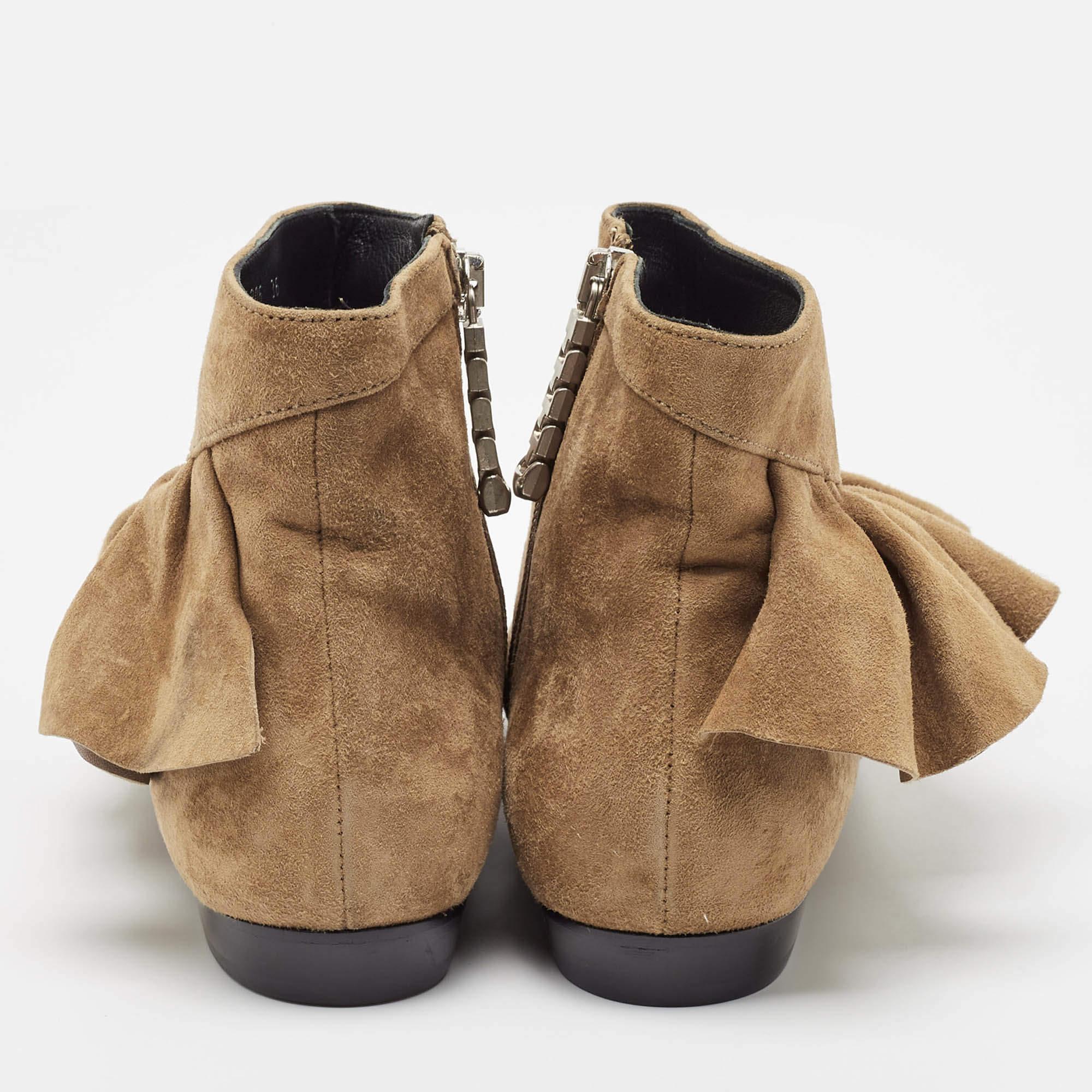 J.W.Anderson Brown Suede Pierce Ankle Length Boots Size 36 For Sale 1