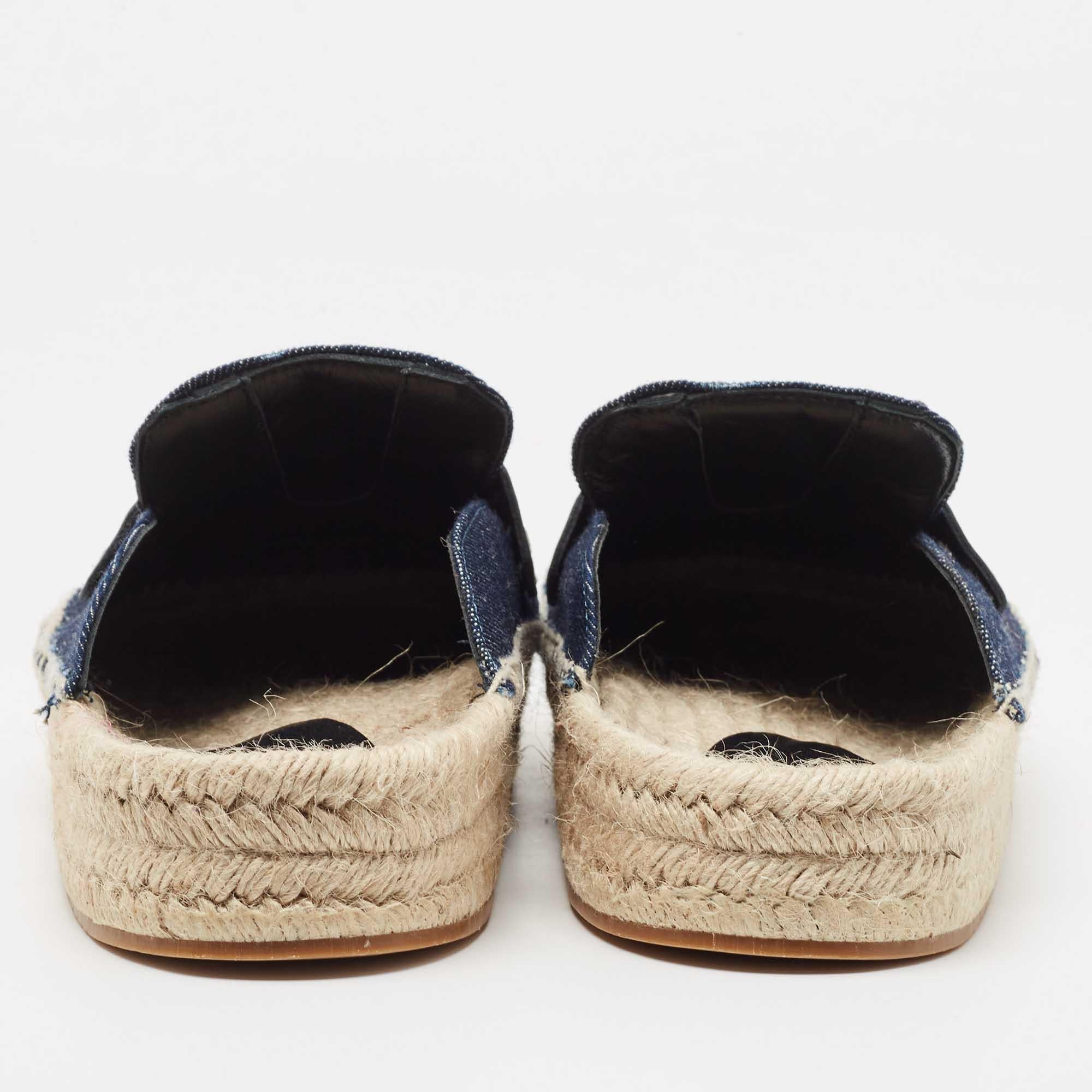 J.W.Anderson Navy Blue Denim Espadrille Flat Mules Size 42 1