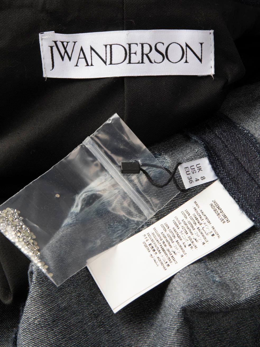Women's J.W.Anderson Silver Studded Denim Distressed Blazer Size S For Sale