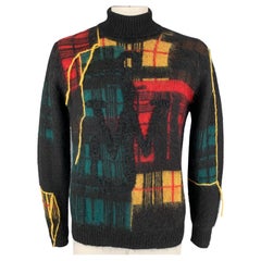 J.W.ANDERSON Size L Black Yellow Red Knit Mohair Blend Turtleneck Sweater