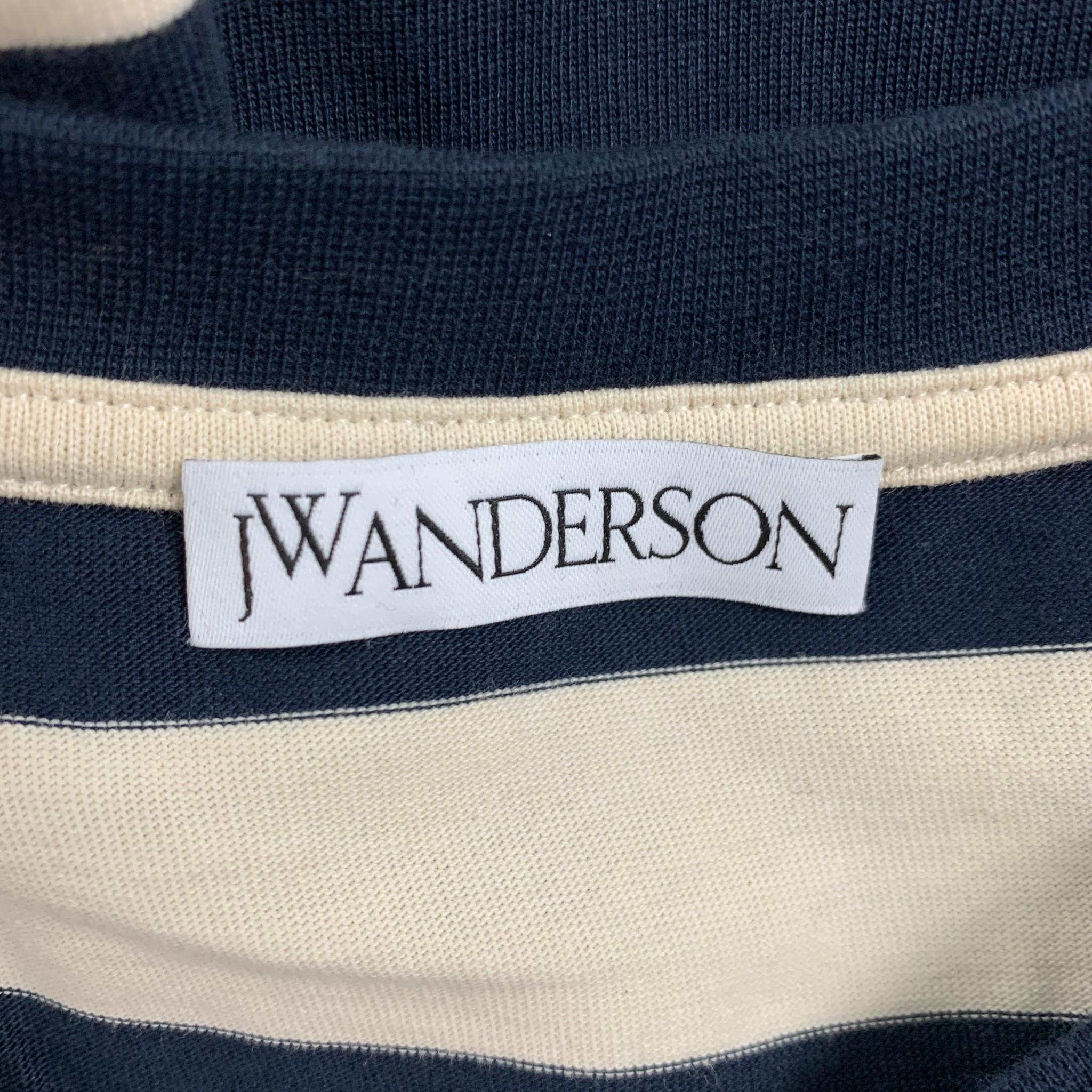 Gray J.W.ANDERSON Size L Navy Cream Stripe Cotton Nautical T-shirt