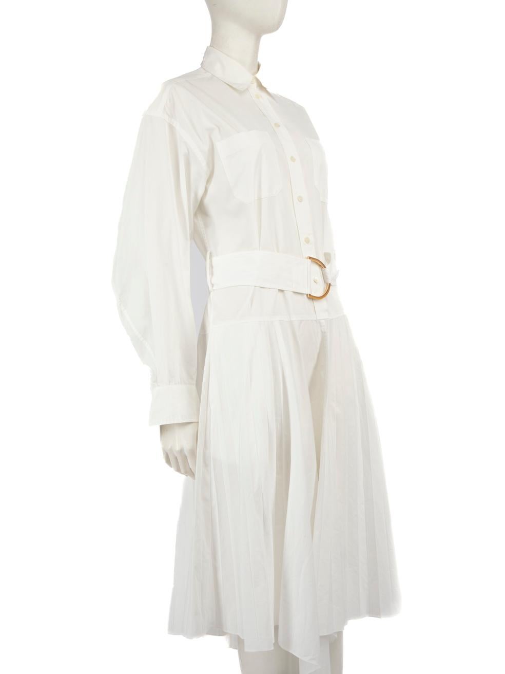 CONDITION is Very good. Hardly any visible wear to the dress is evident on this used J.W.Anderson designer resale item.
 
 Details
 White
 Polyester
 Shirt dress
 Midi
 Long sleeves
 Buttoned cuffs
 2x Side pockets
 Belted
 
 
 Made in Bulgaria
 
