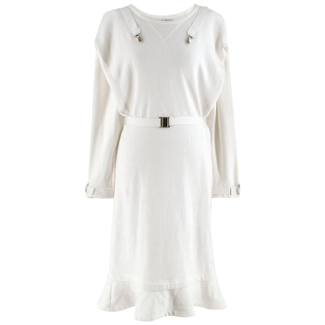 J.W.Anderson White Fleece-back Jersey Sweatshirt Rope Dress estimated SIZE M For Sale