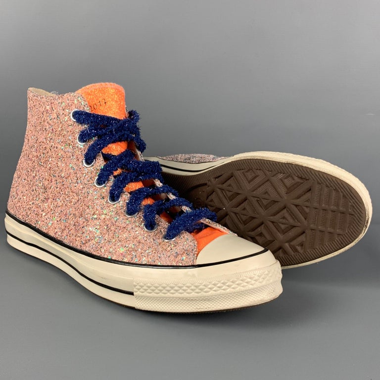 J.W.ANDERSON X Converse Size 10 Orange White Glitter High Top Sneakers For  Sale at 1stDibs