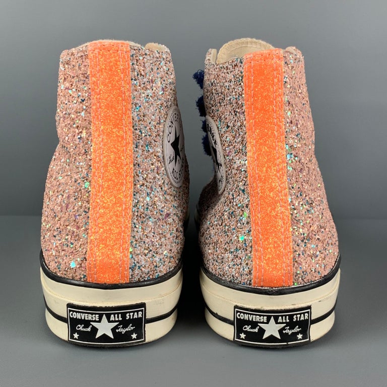 J.W.ANDERSON X Converse Size 10 Orange White Glitter High Top Sneakers For Sale at 1stDibs