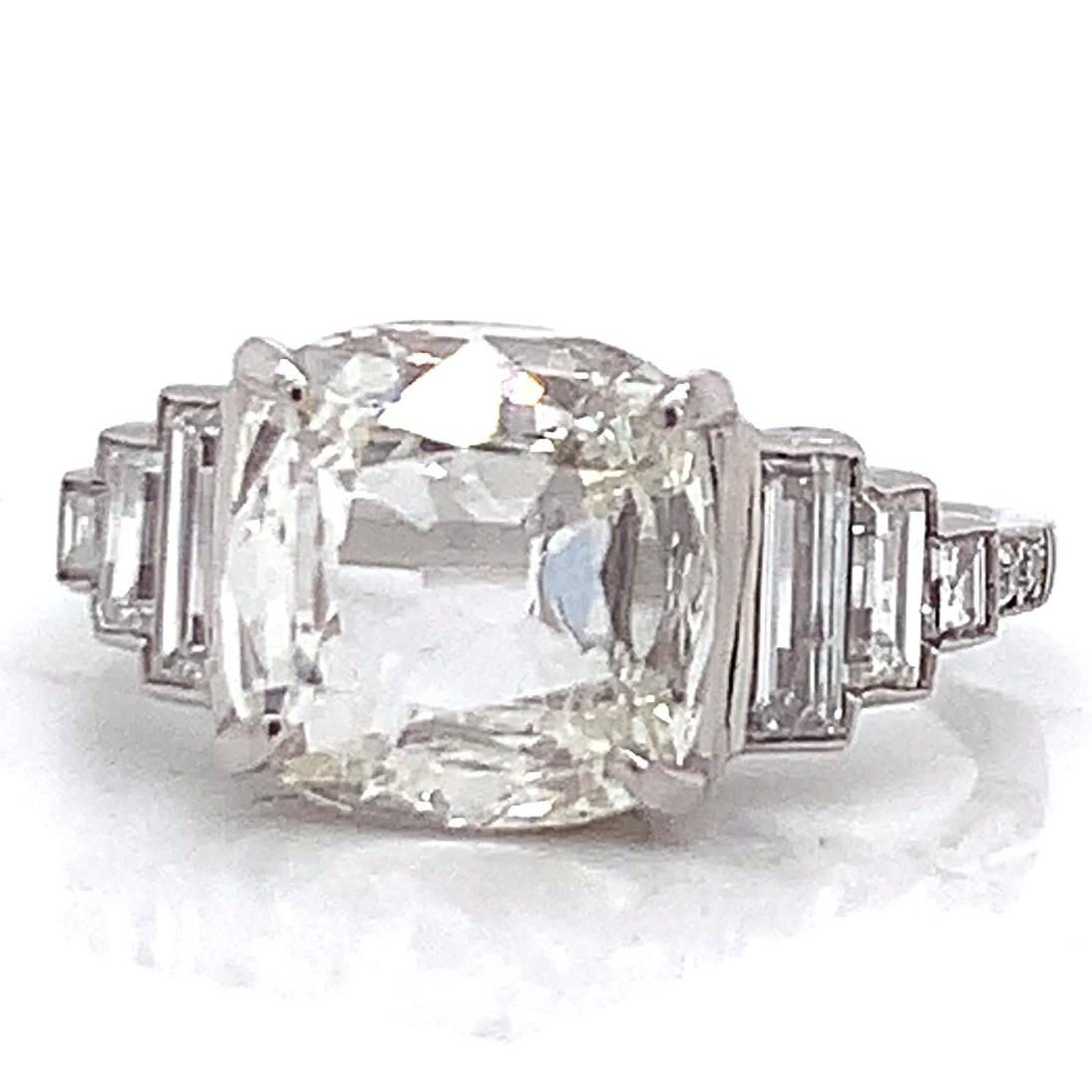 GIA 2.82 Carat Antique Cushion Cut Diamond Platinum Engagement Ring In New Condition In Beverly Hills, CA