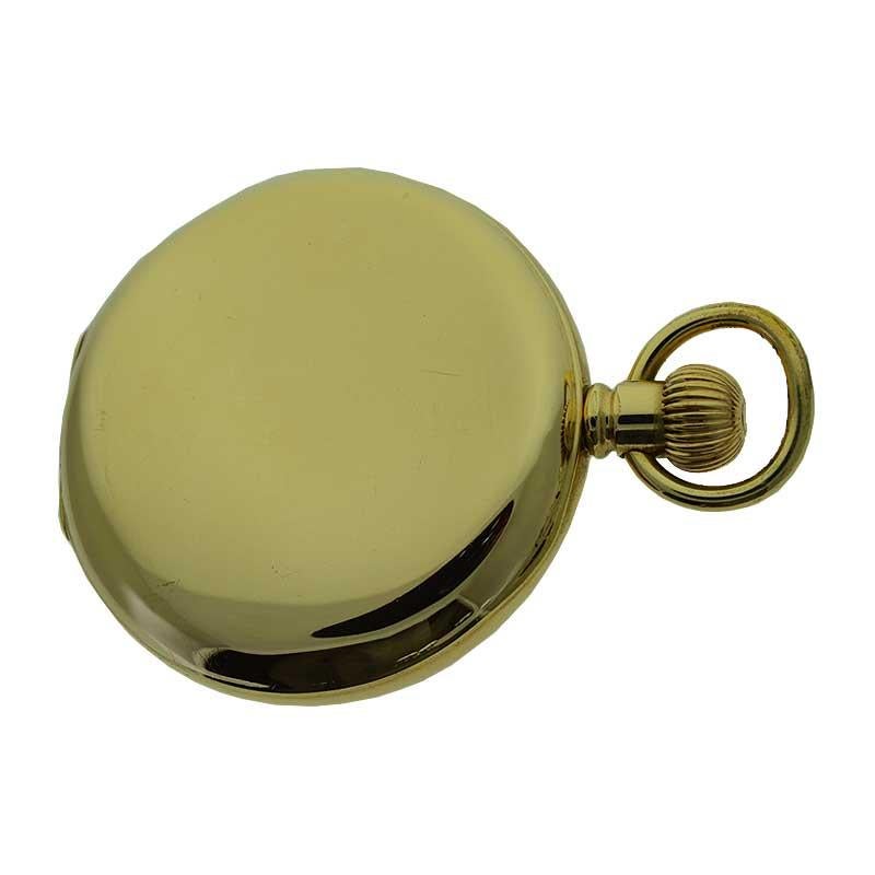 J.W. Benson Yellow Gold Filled Half Hunter Pocket Watch, circa 1900s In Excellent Condition In Long Beach, CA