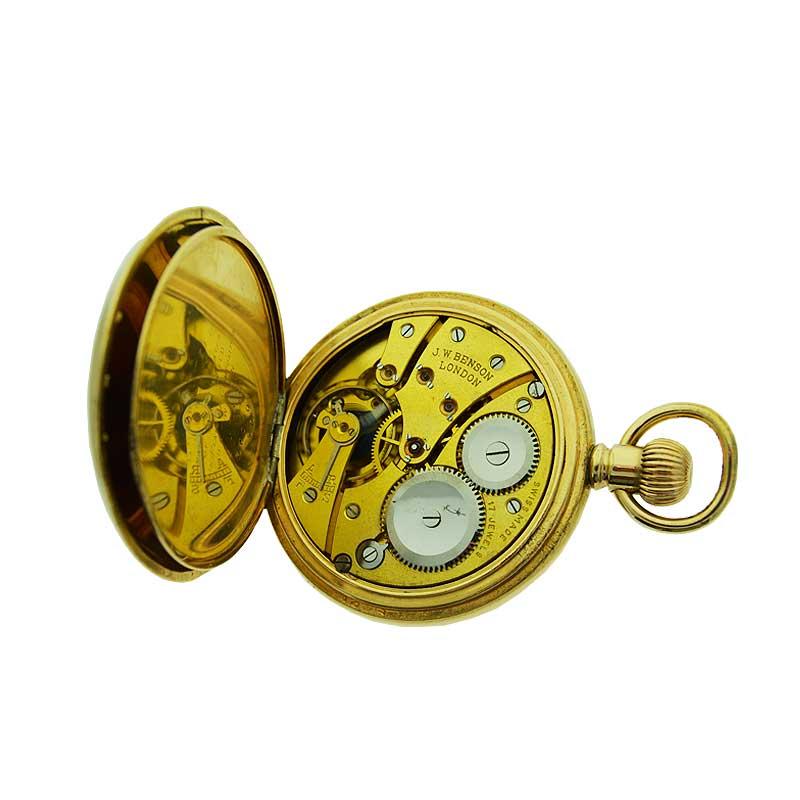 J.W. Benson Yellow Gold Filled Half Hunter Pocket Watch, circa 1900s For Sale 1