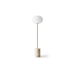 JWDA Floor Lamp, Travertine Base with Brushed Brass