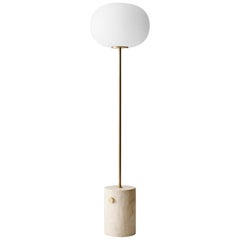 JWDA Floor Lamp, Travertine Base with Brushed Brass