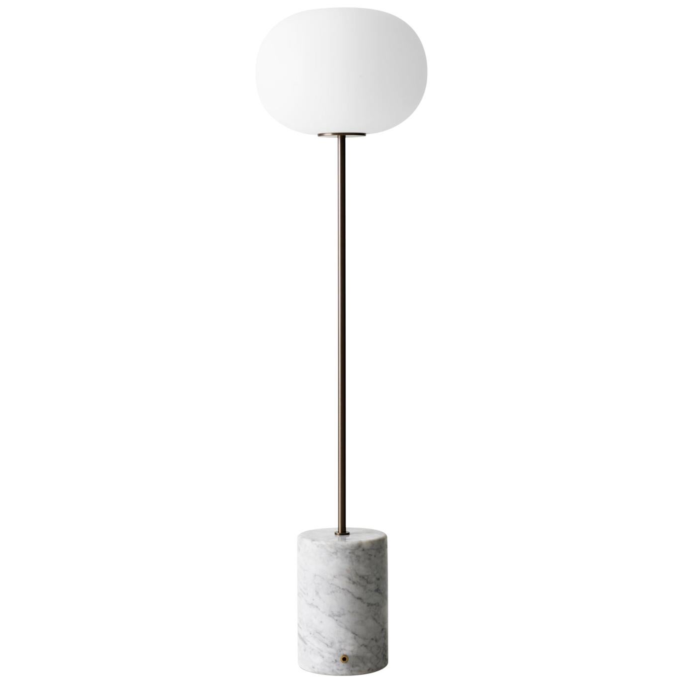 JWDA Floor Lamp, White Marble Base with Bronzed Brass For Sale