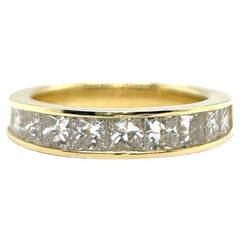 JWS 2.00 Carats Princess Cut Diamonds 18 Karat Yellow Gold Half Eternity Band