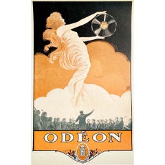 Circa 1930 Original poster for Odeon was a phonographic company of German origin