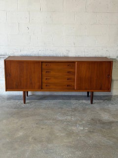 Jydsk Mobelindustri Teak Sliding Door Sideboard and Credenza Danish MCM 1960s