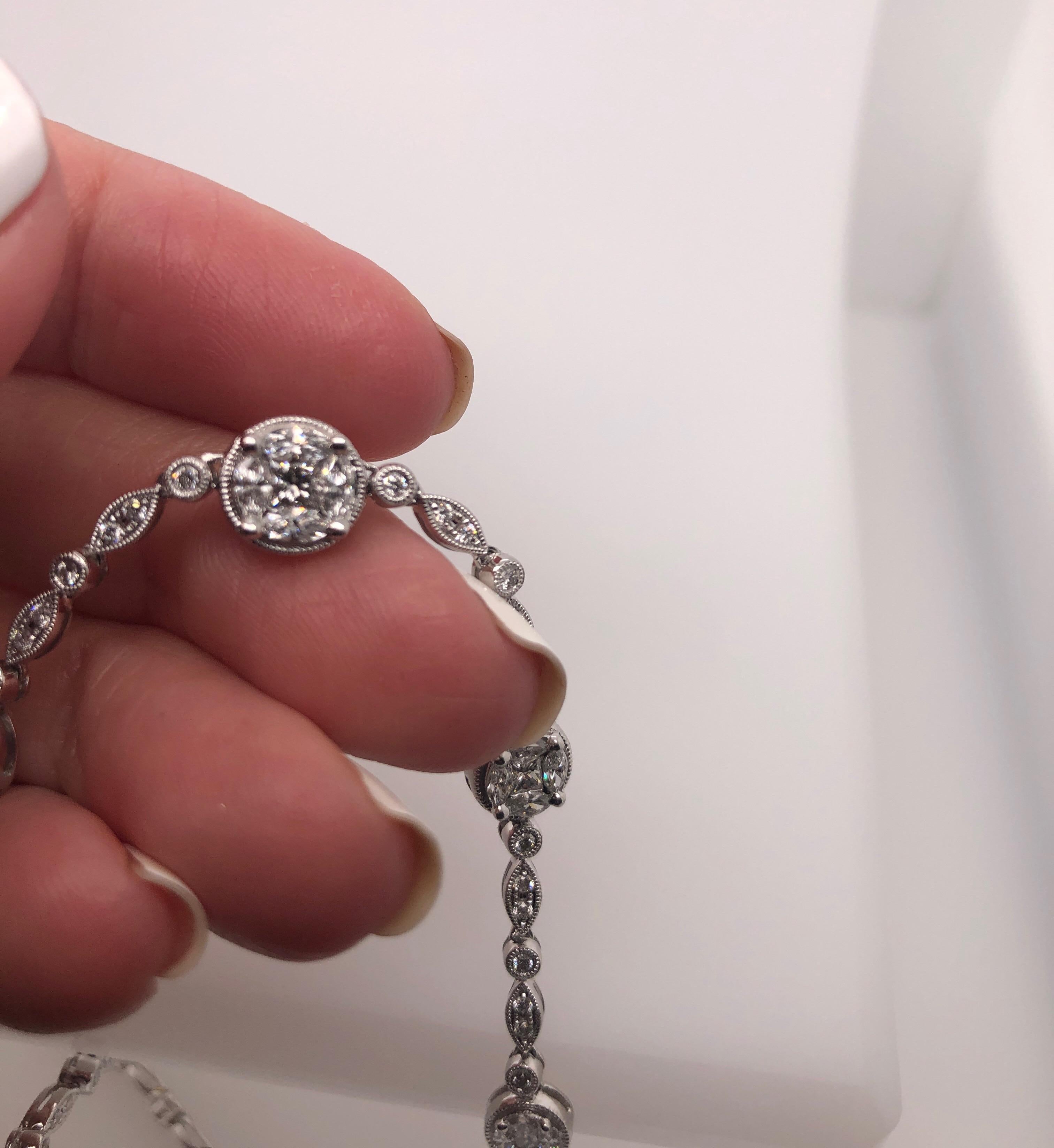 Round Cut Jye's International White Gold Diamond Necklace