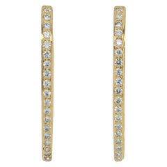 Jye's International Yellow Gold Round Diamond Hoop Earrings