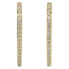 Jye's International Yellow Gold Round Diamond Hoop Earrings