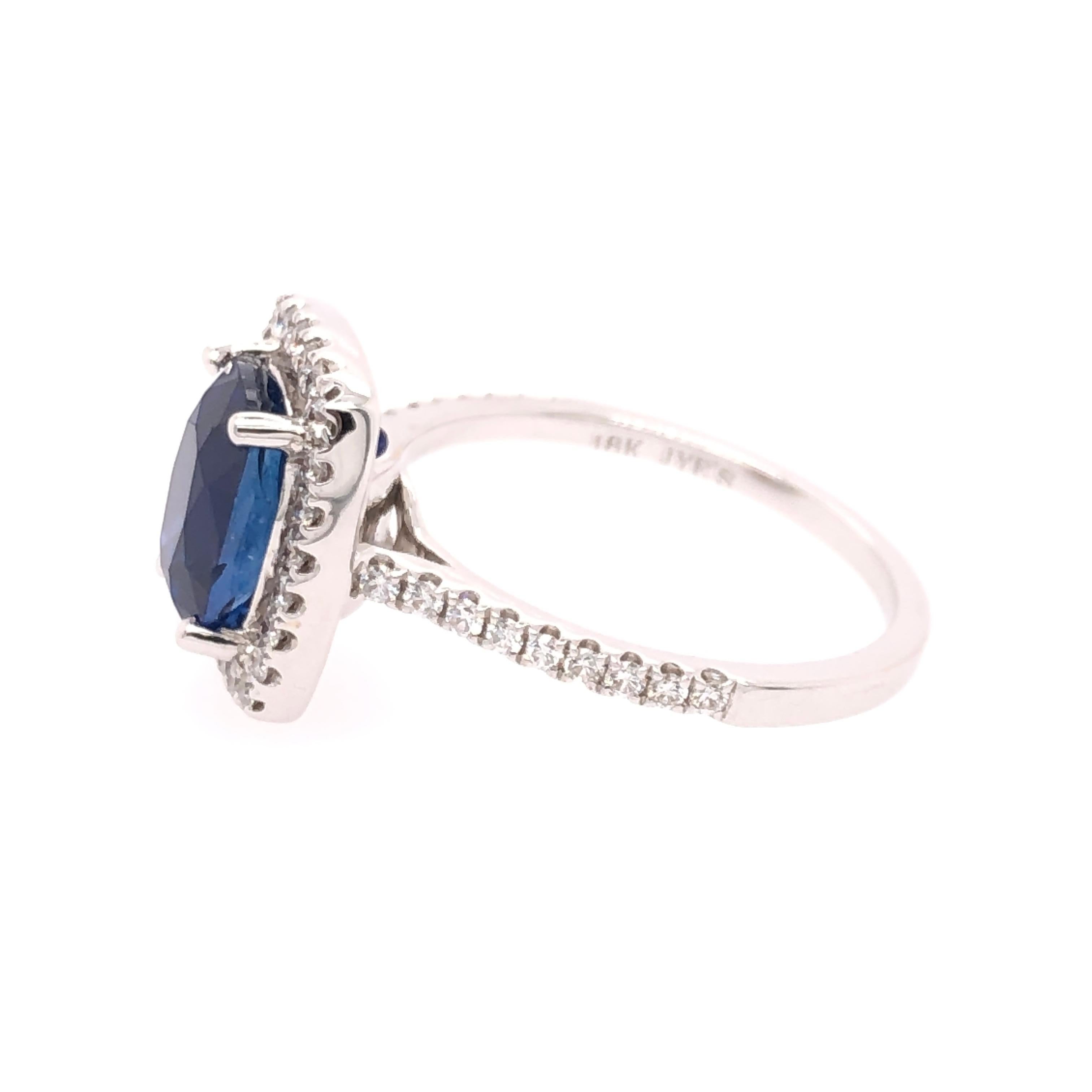 Jye's White Gold Cushion Cut Sapphire Diamond Ring 1