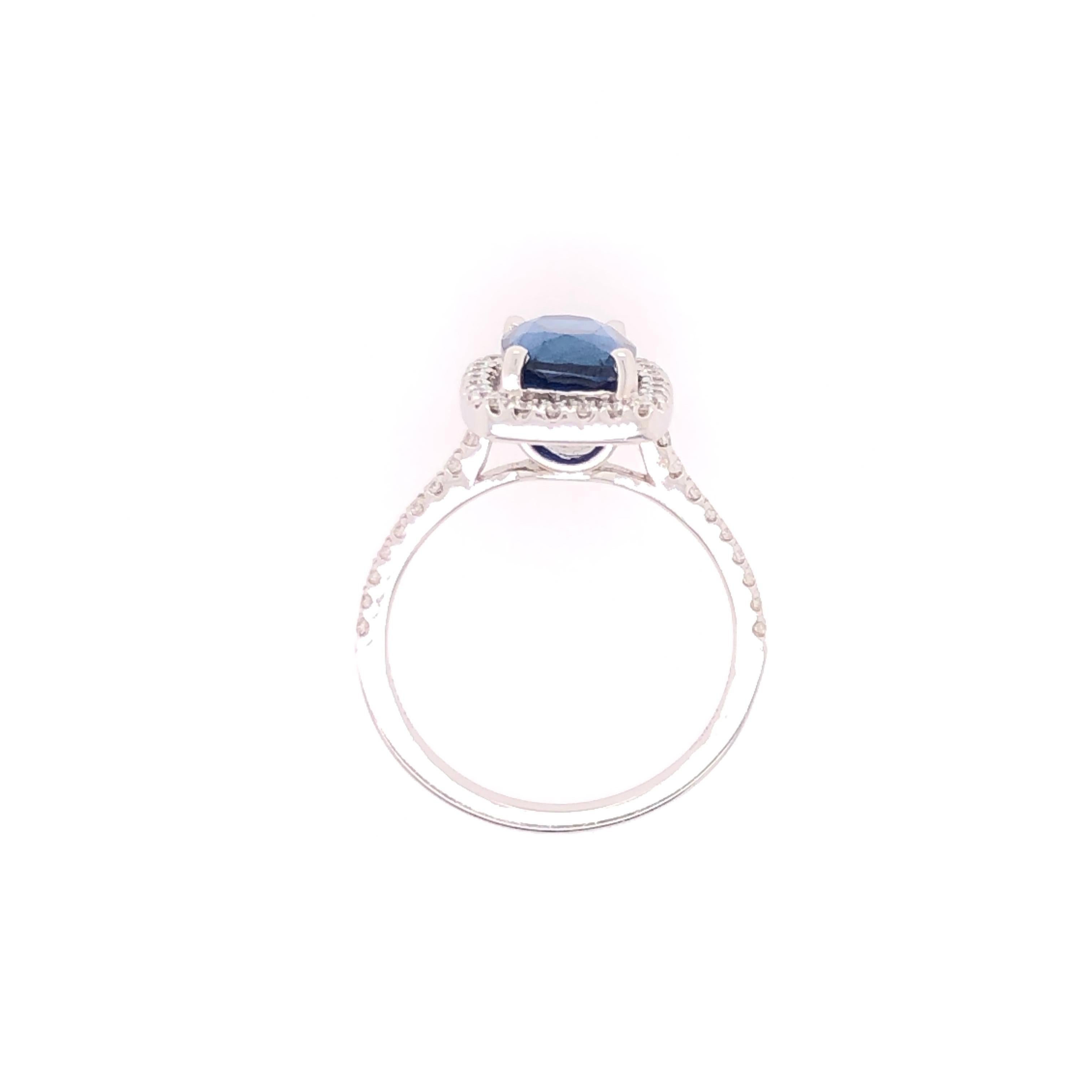 Jye's White Gold Cushion Cut Sapphire Diamond Ring 2