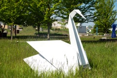 Origami Swan 2 of 5 - figurative, contemporary, aluminum outdoor sculpture