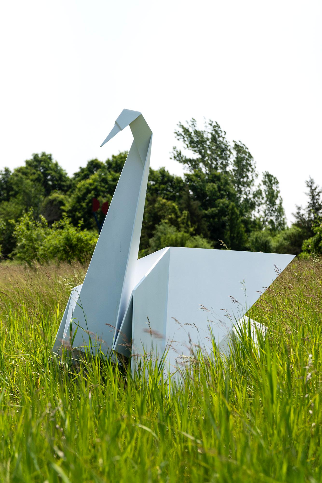 Origami Swan AP of 5 - figurative, contemporary, aluminum outdoor sculpture For Sale 5