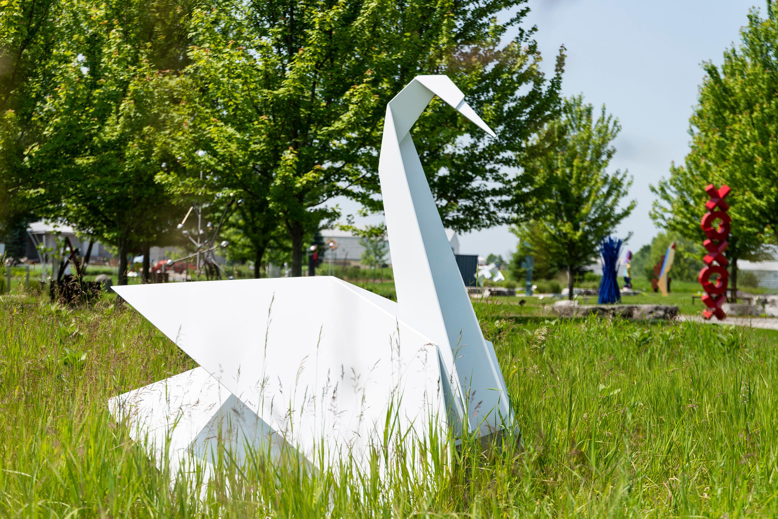 Origami Swan AP of 5 - figurative, contemporary, aluminum outdoor sculpture For Sale 2