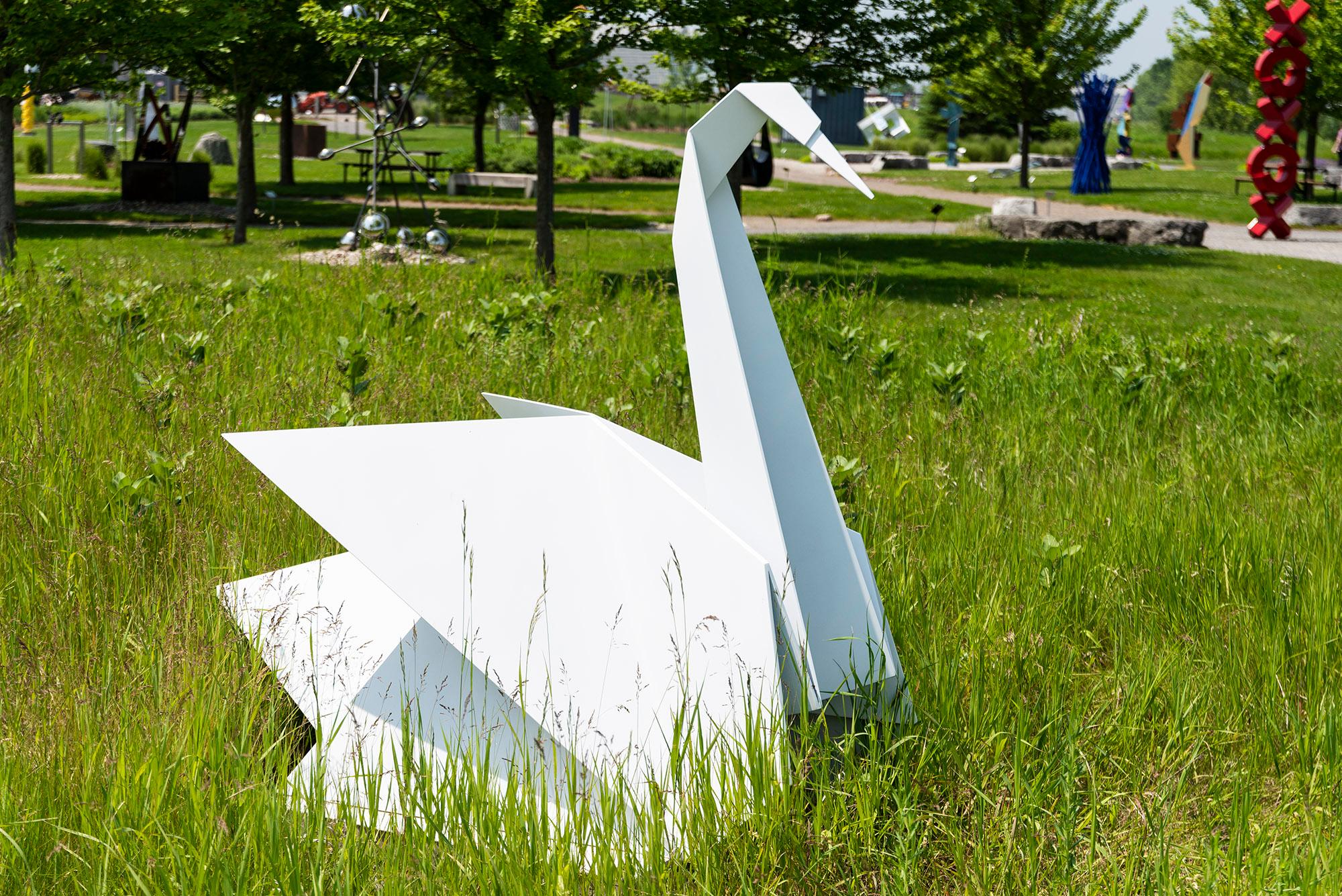 Origami Swan AP of 5 - figurative, contemporary, aluminum outdoor sculpture For Sale 3